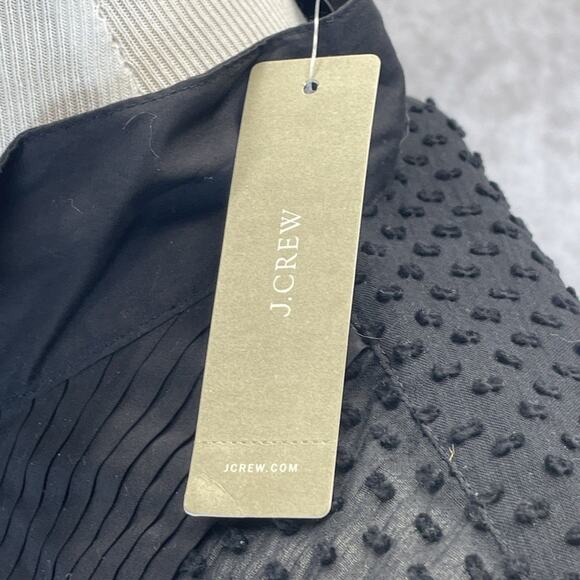 J Crew Blouse Shirt Women Sz 0 Black Button Polka Dot Sheer Burn Out Tuxedo NWT - Picture 3 of 9